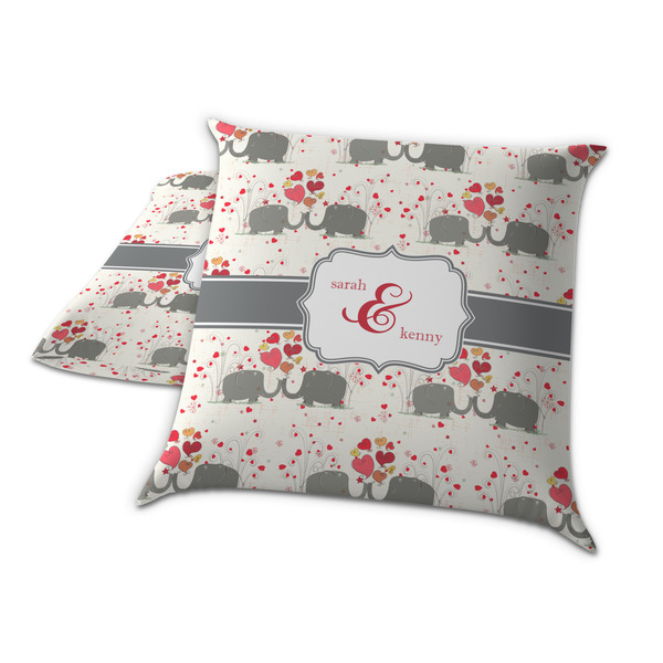 Elephants in Love Decorative Pillow Case - TWO