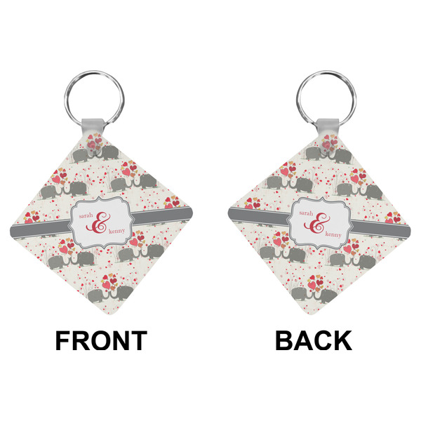 Elephants in Love Diamond Keychain (Front + Back)