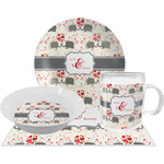 Elephants in Love Dinner Set - Single 4 Pc Setting w/ Couple's Names