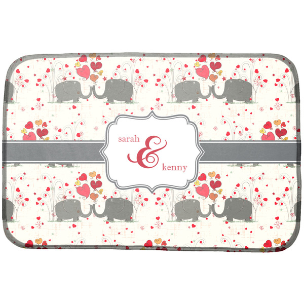 Custom Elephants in Love Dish Drying Mat (Personalized)