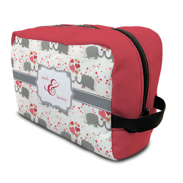 Custom Elephants in Love Toiletry Bag / Dopp Kit (Personalized)