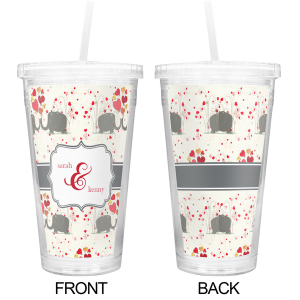 Elephants in Love Double Wall Tumbler with Straw - Approval