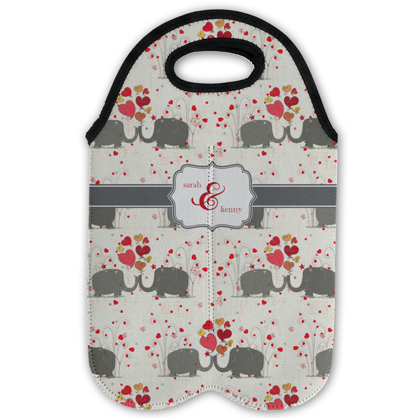 Elephants in Love Double Wine Tote - Flat (new)