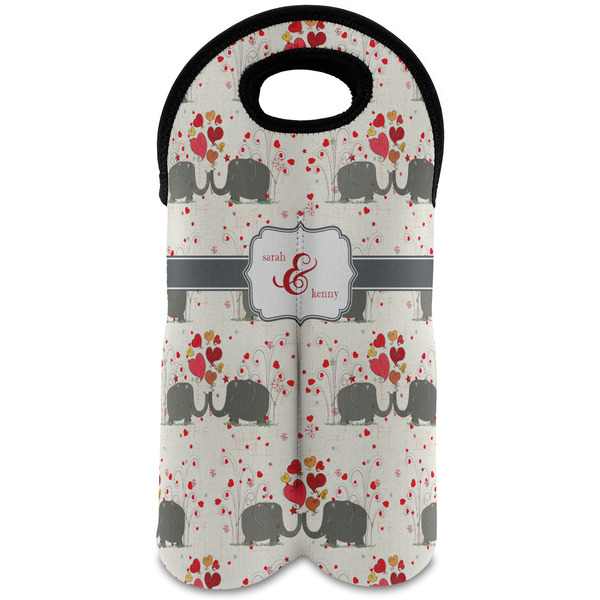 Custom Elephants in Love Wine Tote Bag (2 Bottles) (Personalized)
