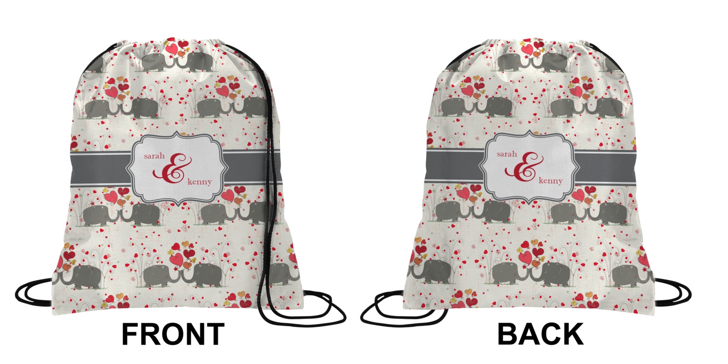 Elephants in Love Drawstring Backpack Small (Personalized