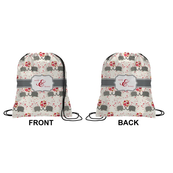Elephants in Love Drawstring Backpack Front & Back Small