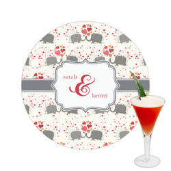Elephants in Love Printed Drink Topper -  2.5" (Personalized)