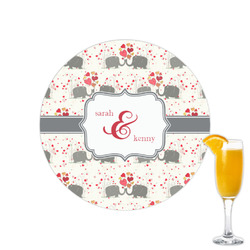 Elephants in Love Printed Drink Topper - 2.15" (Personalized)