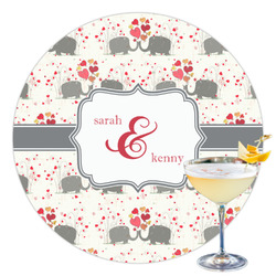 Elephants in Love Printed Drink Topper - 3.5" (Personalized)
