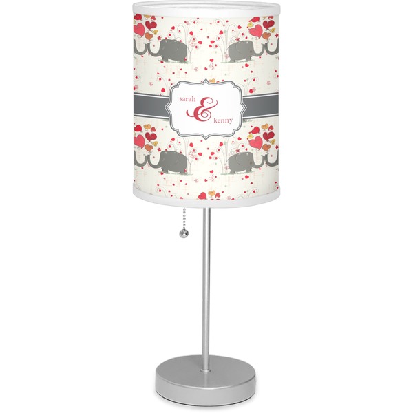 Custom Elephants in Love Lamp with Drum Shade (Personalized)
