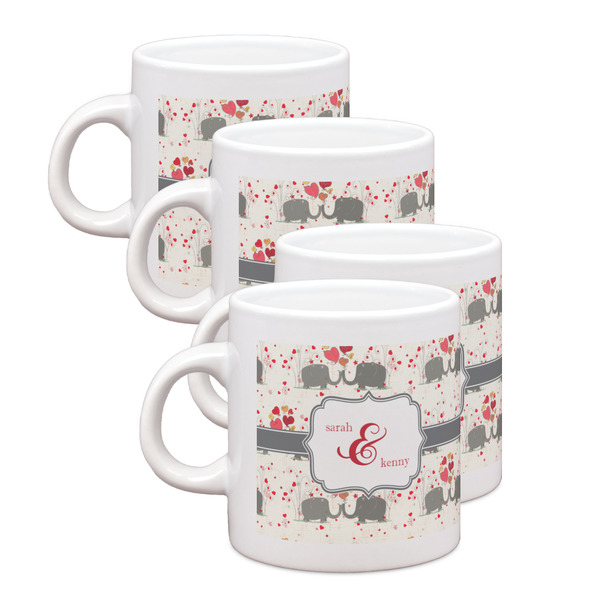 Custom Elephants in Love Single Shot Espresso Cups - Set of 4 (Personalized)