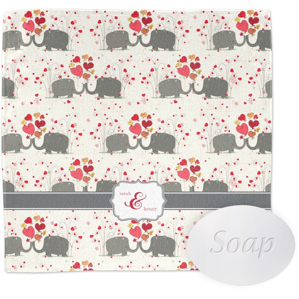 Custom Elephants in Love Washcloth (Personalized)