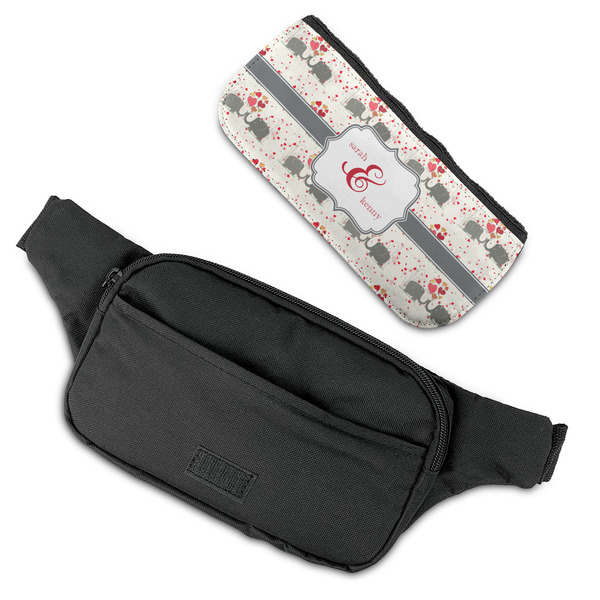 Elephants in Love Fanny Packs - FLAT (flap off)