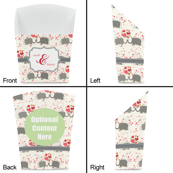 Elephants in Love French Fry Favor Box - Front & Back View