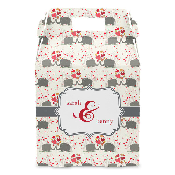 Elephants in Love Gable Favor Box - Front