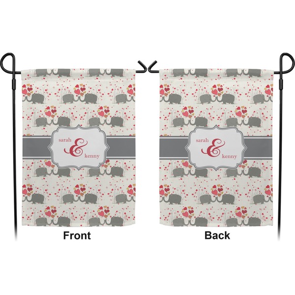 Elephants in Love Garden Flag - Double Sided Front and Back