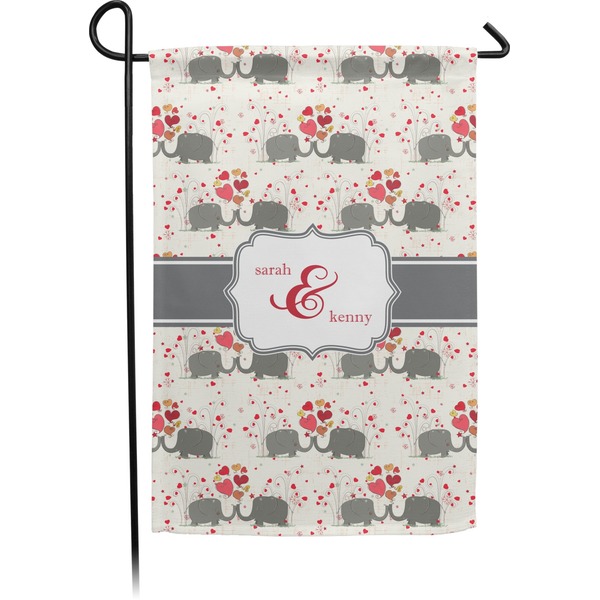 Custom Elephants in Love Small Garden Flag - Double Sided w/ Couple's Names