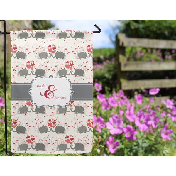 Elephants in Love Garden Flag - Outside In Flowers
