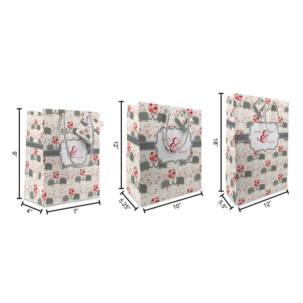 Elephants in Love Gift Bags - All Sizes - Dimensions
