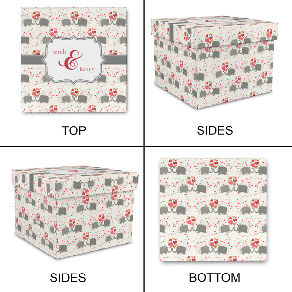 Elephants in Love Gift Boxes with Lid - Canvas Wrapped - Large - Approval