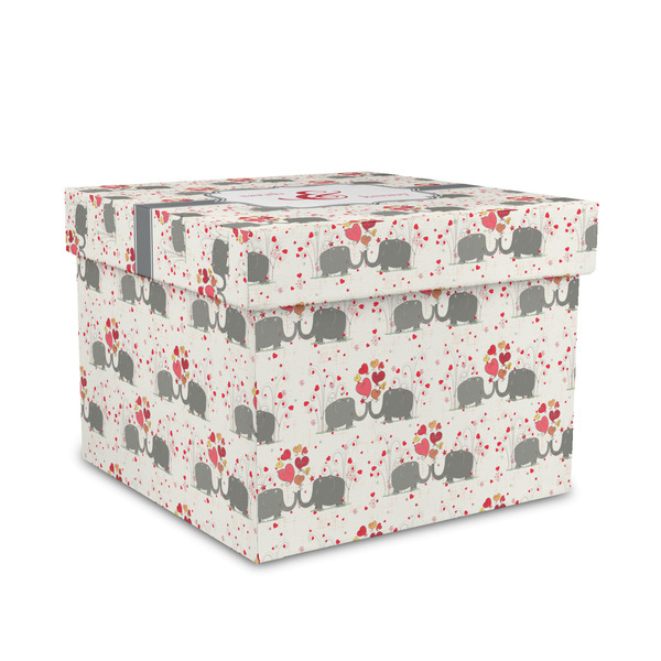 Custom Elephants in Love Gift Box with Lid - Canvas Wrapped - Medium (Personalized)