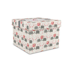 Elephants in Love Gift Box with Lid - Canvas Wrapped - Small (Personalized)