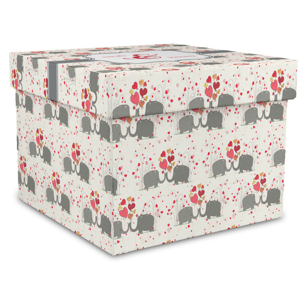 Custom Elephants in Love Gift Box with Lid - Canvas Wrapped - XX-Large (Personalized)