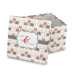 Elephants in Love Gift Box with Lid - Canvas Wrapped (Personalized)