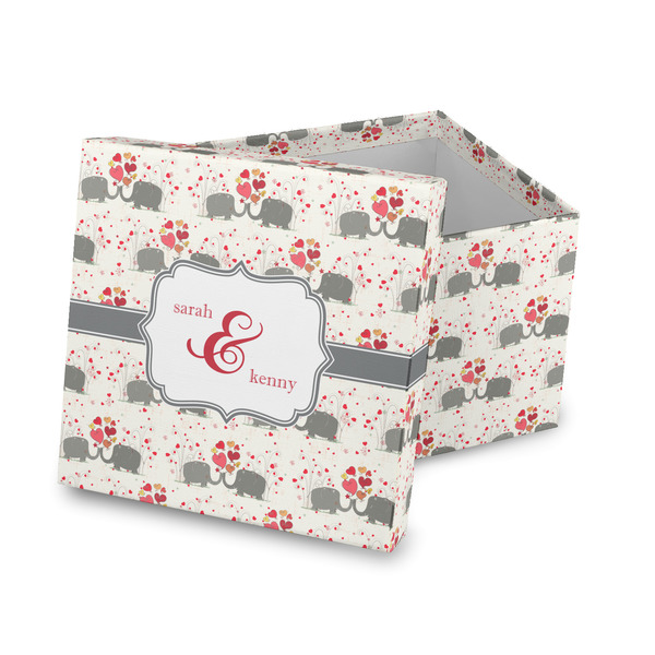 Custom Elephants in Love Gift Box with Lid - Canvas Wrapped (Personalized)