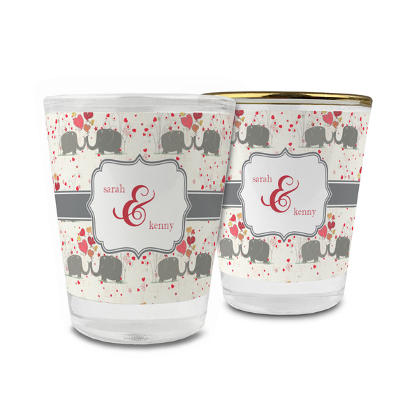 Custom Elephants in Love Glass Shot Glass - 1.5 oz (Personalized)
