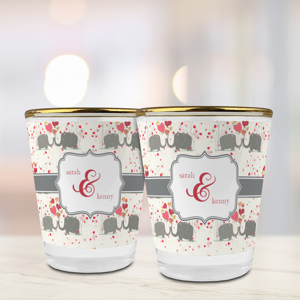 Elephants in Love Glass Shot Glass - with gold rim - LIFESTYLE