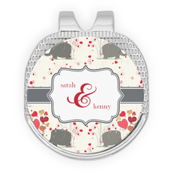 Elephants in Love Golf Ball Marker - Hat Clip - Silver