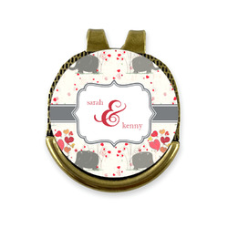 Elephants in Love Golf Ball Marker - Hat Clip - Gold