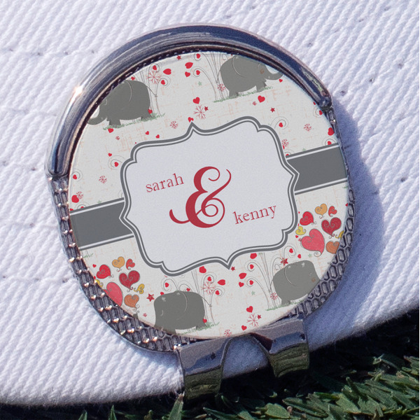 Custom Elephants in Love Golf Ball Marker - Hat Clip