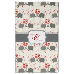 Elephants in Love Golf Towel - Poly-Cotton Blend - Large w/ Couple's Names