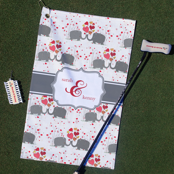 Custom Elephants in Love Golf Towel Gift Set (Personalized)