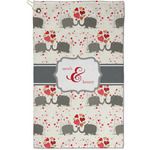 Elephants in Love Golf Towel - Poly-Cotton Blend - Small w/ Couple's Names