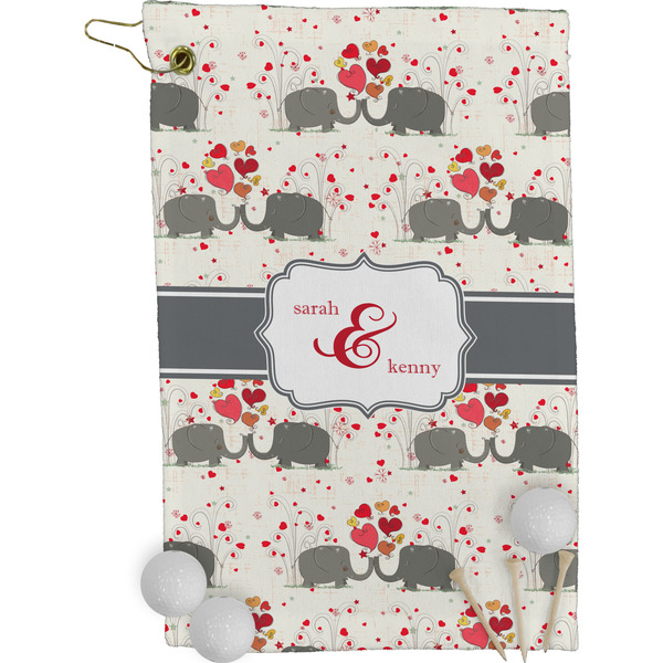 Elephants in Love Golf Towel (Personalized)
