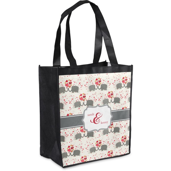 Custom Elephants in Love Grocery Bag (Personalized)