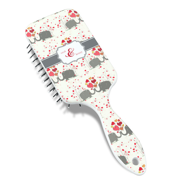 Elephants in Love Hair Brush - Angle View
