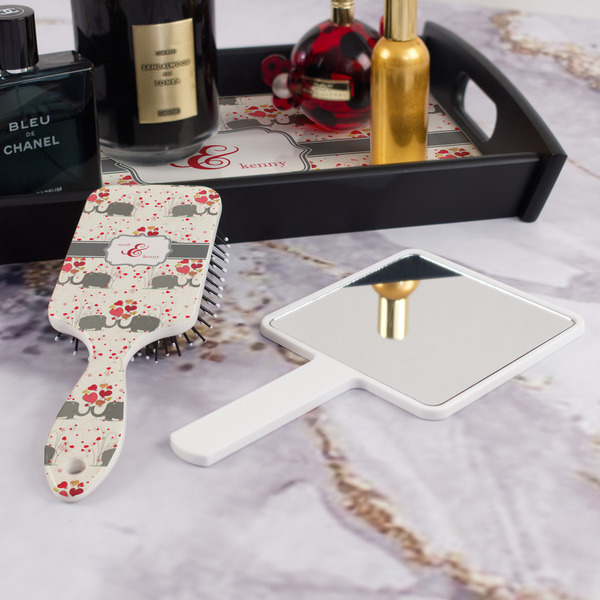 Elephants in Love Hair Brush - With Hand Mirror