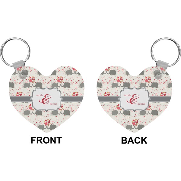 Elephants in Love Heart Keychain (Front + Back)