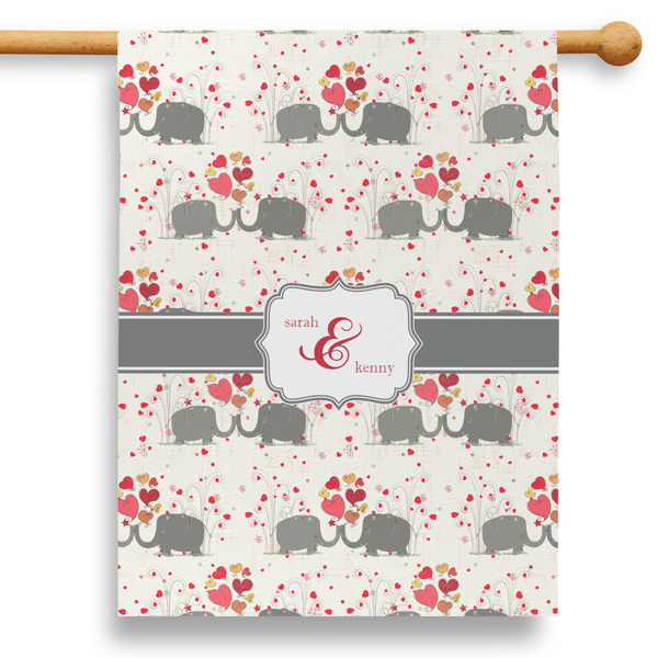 Custom Elephants in Love 28" House Flag (Personalized)