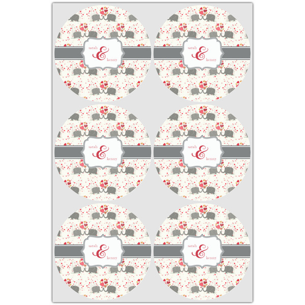 Elephants in Love Icing Circle - Large - Set of 6