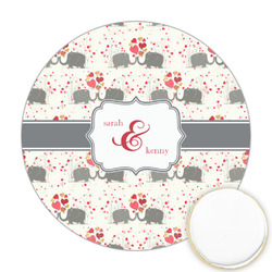 Elephants in Love Printed Cookie Topper - Round (Personalized)