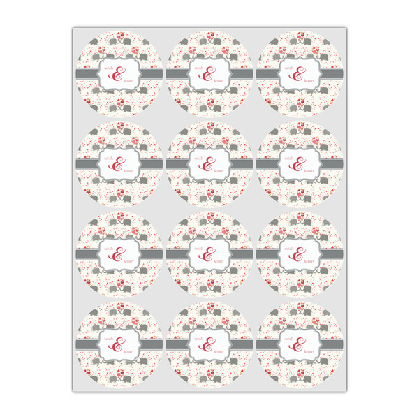 Elephants in Love Icing Circle - Small - Set of 12