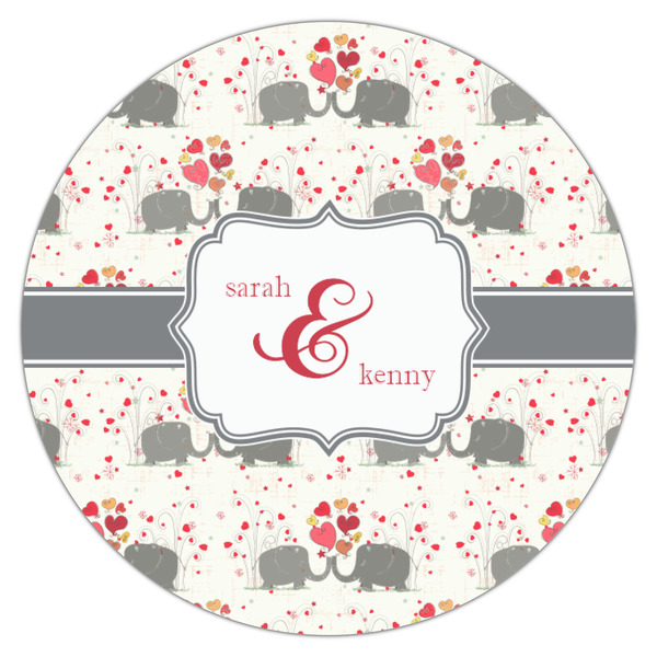 Elephants in Love Icing Circle - Small - Single