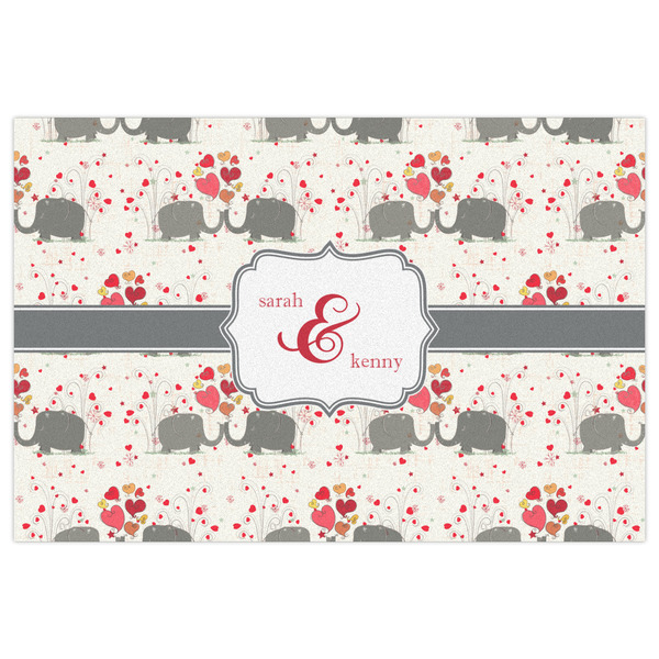 Elephants in Love Indoor / Outdoor Rug - 2'x3' - Front Flat