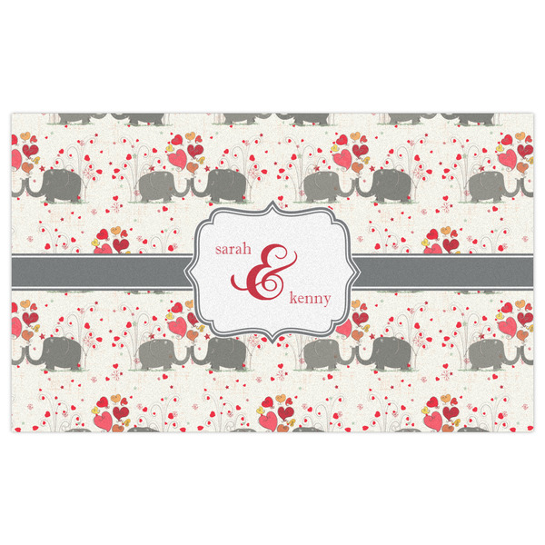 Elephants in Love Indoor / Outdoor Rug - 3'x5' - Front Flat