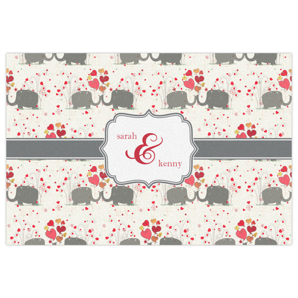 Elephants in Love Indoor / Outdoor Rug - 4'x6' - Front Flat